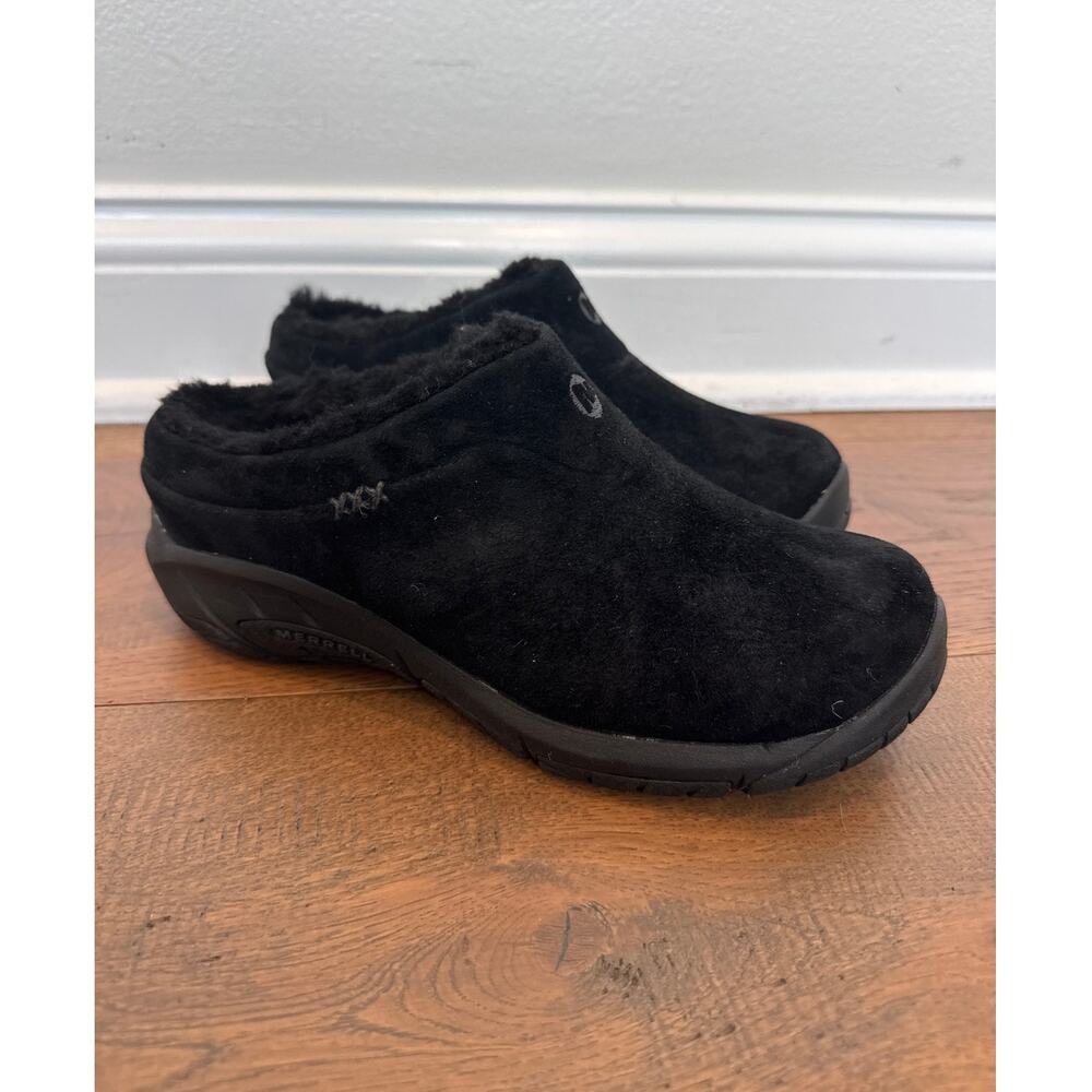 Merrell Encore Ice Suede Faux Fur Lined Clogs in Black Womens Size US 7.5